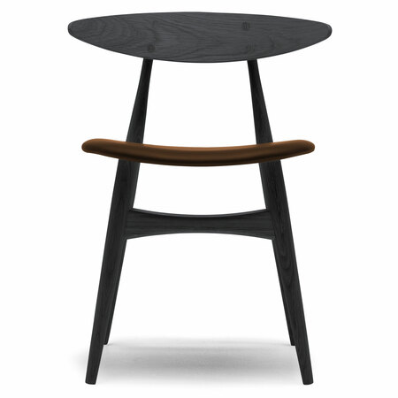 Carl Hansen & Søn Polsterstuhl 'CH33P' Braun 95 - Leder 'SIF', Eiche Black lackiert