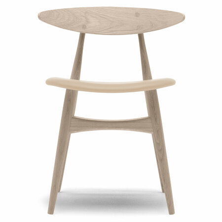 Carl Hansen & Søn Polsterstuhl 'CH33P' Beige 90 - Leder 'SIF', Eiche Weissöl geölt