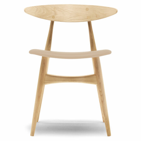Carl Hansen & Søn Polsterstuhl 'CH33P' Beige 90 - Leder 'SIF', Eiche klarlack