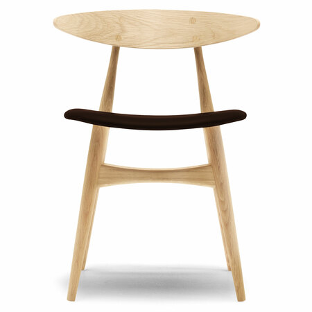 Carl Hansen & Søn Polsterstuhl 'CH33P' Dunkelbraun 92 - Leder 'SIF', Eiche klarlack