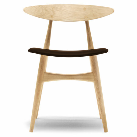 Carl Hansen & Søn Polsterstuhl 'CH33P' Braun 95 - Leder 'SIF', Eiche klarlack