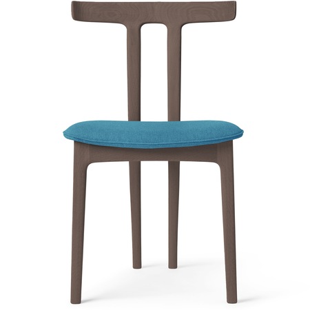 Carl Hansen & Søn Stuhl 'T-Chair' Türkis-Weiss 0840 - Hallingdal 65, Walnuss klarlack