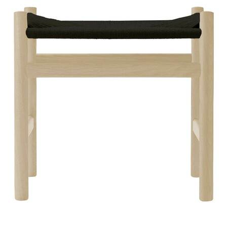 Carl Hansen & Søn Hocker 'CH53' Eiche Weissöl geölt, Papierkordel Schwarz, H: 39 cm