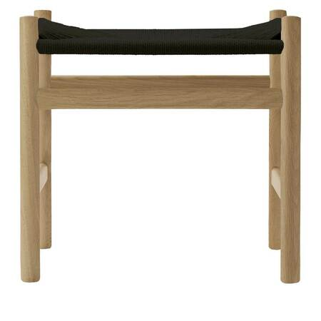 Carl Hansen & Søn Hocker 'CH53' Eiche klarlack, Papierkordel Schwarz, H: 39 cm