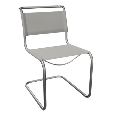 Thonet Freischwinger S 33'  Chrom, ohne Gleiter, Granit - Kernleder