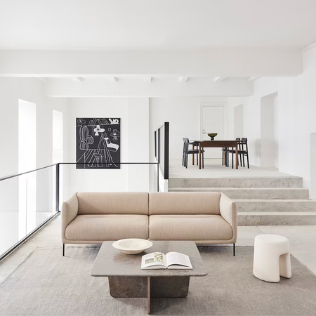 Fredericia Konami Sofa Grün 980 - Hallingdal 65, Edelstahl schwarz, B: 235 cm