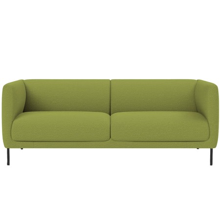 Fredericia Konami Sofa Grün 980 - Hallingdal 65, Edelstahl schwarz, B: 235 cm