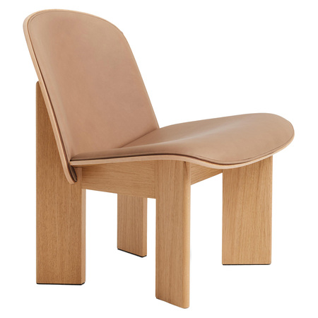 HAY Chisel Lounge Chair Front Upholstery Leather and Sheepskin Walnuss lackiert, Kunststoffgleiter, Mohawi 21 - Sheepskin