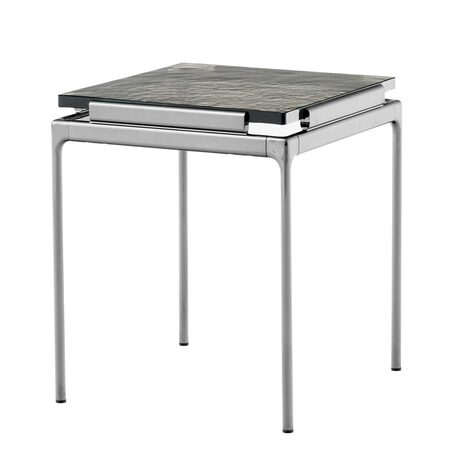 &Tradition Sett Side Table LN11 Dark Chrome, B: 40 cm / T: 40 cm / H: 46 cm, Rauchglas