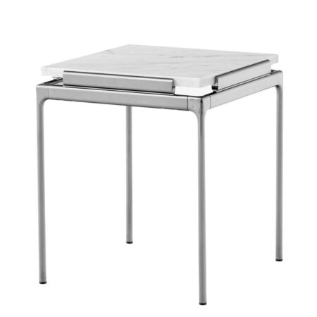 &Tradition Sett Side Table LN11 Dark Chrome, B: 40 cm / T: 40 cm / H: 46 cm, Bianco Carrara Marmor
