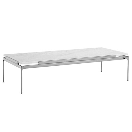&Tradition Sett Coffee Table LN12 & LN13 Dark Chrome, B: 140 cm / T: 60 cm, Bianco Carrara Marmor