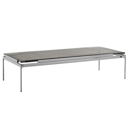 &Tradition Sett Coffee Table LN12 & LN13 Dark Chrome, B: 140 cm / T: 60 cm, Rauchglas