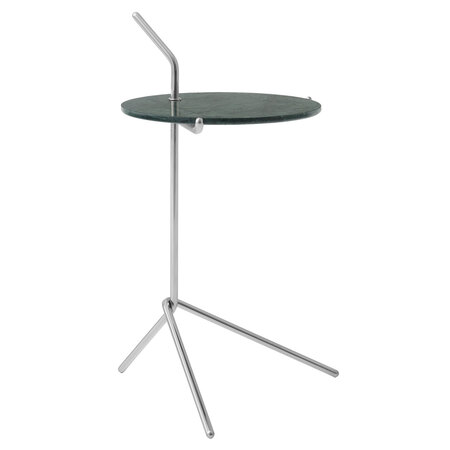 &Tradition Halten Side Table SH9 Edelstahl poliert, Verde Guatemala Marmor