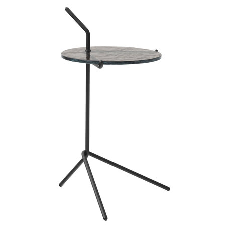 &Tradition Halten Side Table SH9 Stahl Warm Black, Rauchglas