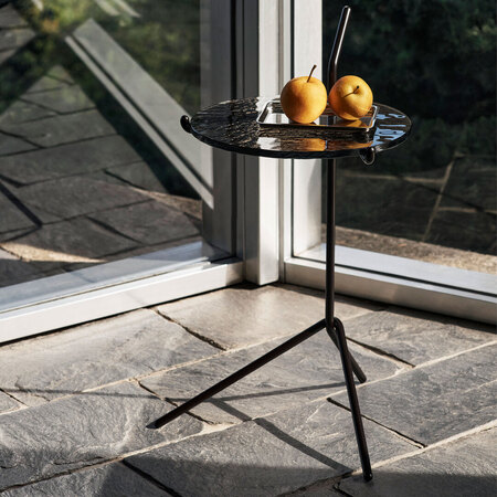 &Tradition Halten Side Table SH9 Edelstahl poliert, Verde Guatemala Marmor