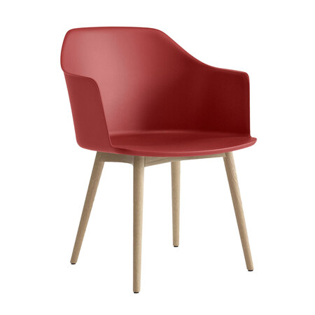 &Tradition Rely Dining Chair HW76 ungepolstert Zinnoberrot, Eiche lackiert