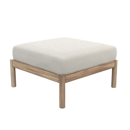 Skagerak by Fritz Hansen Tradition Pouf Teakholz unbehandelt, Light Sand - Sunbrella Lopi
