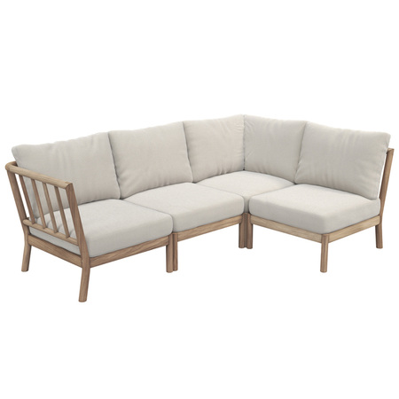 Skagerak by Fritz Hansen Tradition Corner Module Teakholz unbehandelt, Light Sand - Sunbrella Lopi
