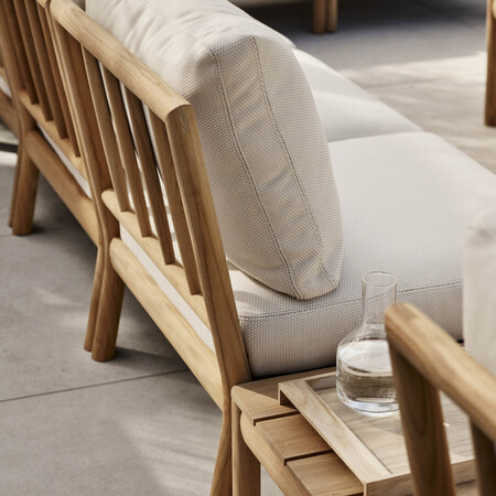 Skagerak by Fritz Hansen Tradition Corner Module Teakholz unbehandelt, Light Sand - Sunbrella Lopi