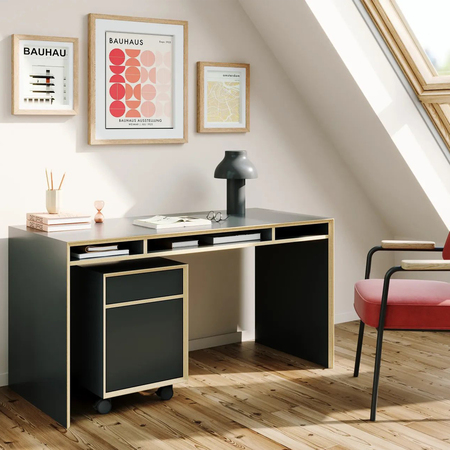 Müller Small Living Bridge Schreibtisch Schwarz matt - HPL Beschichtung