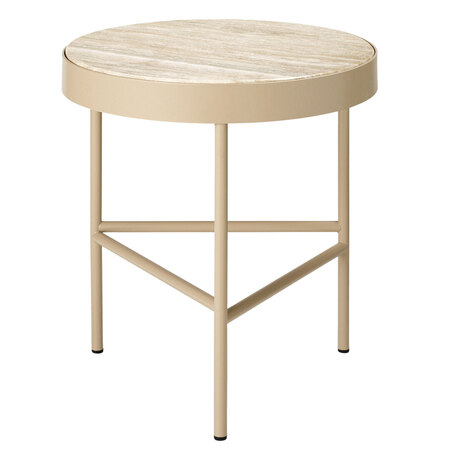 Ferm Living Travertine Table Medium Ø: 40 cm / H: 45 cm, Cashmere