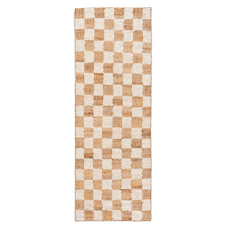 Ferm Living Check Wool Jute Rug B: 200 cm / L: 300 cm , Coffee / Natural
