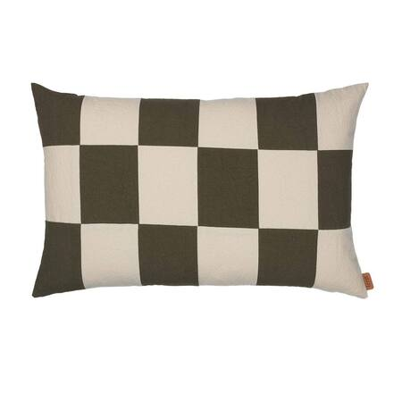 Ferm Living Fold Patchwork Cushion B: 60 cm / H: 40 cm, Dark Olive
