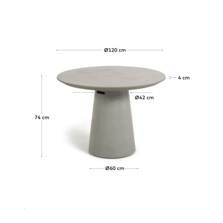 Itai Gartentisch Rund Zement Ø 120 cm Dimension