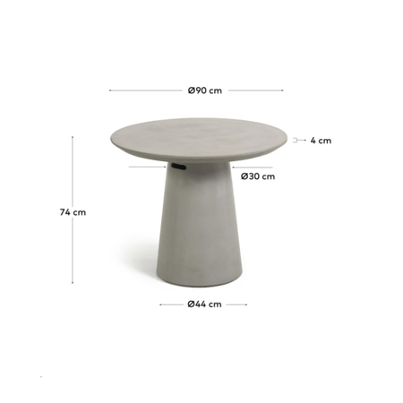 Itai Gartentisch Rund Zement Ø 90 cm Dimension