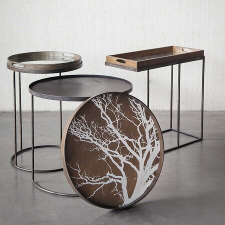 Ethnicraft Rundes Tablett Tree L von Ehtnicraft White