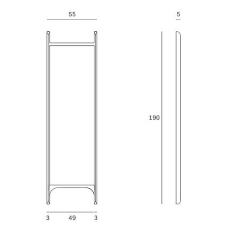 Ethnicraft Standspiegel Pi von Ethnicraft L: 55 cm / W: 5 cm / H: 190 cm