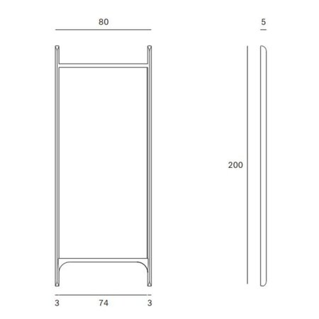 Ethnicraft Standspiegel Pi von Ethnicraft L: 80 cm / W: 5 cm / H: 200 cm