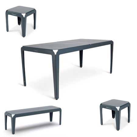 Bended Set Tisch 180cm Sitzbank und Hocker von Weltevree- Grey Blue