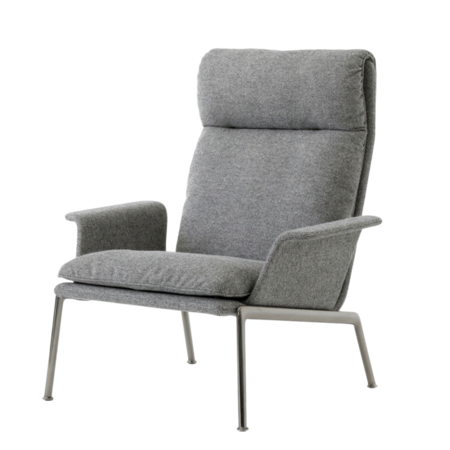 &Tradition Lounge Chair Muno LN17 Highback mit Armlehne von &Tradition Medium gray 126 - Hallingdal, Chrome