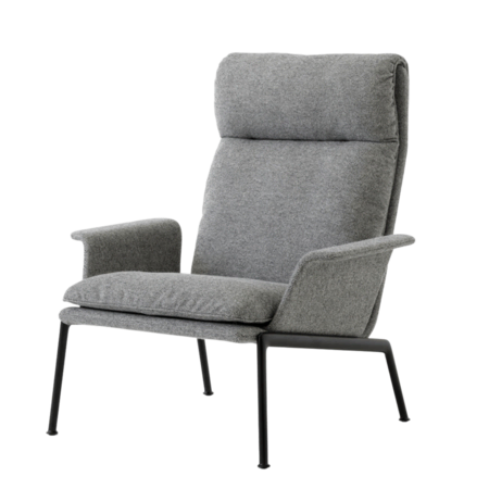 &Tradition Lounge Chair Muno LN17 Highback mit Armlehne von &Tradition Medium gray 126 - Hallingdal, Warm Black powder-coated