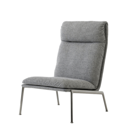 &Tradition Lounge Chair Muno LN16 Highback von &Tradition Medium gray 126 - Hallingdal, Chrome
