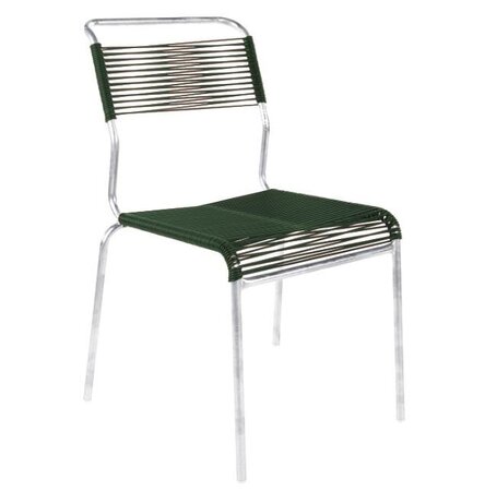 Schaffner Spaghettistuhl Säntis ohne Armlehne tannengrün, Gestell feuerverzinkt