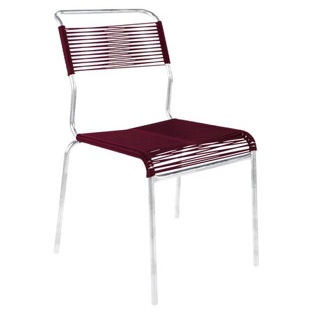 Schaffner Spaghettistuhl Säntis ohne Armlehne - Bordeaux mit feuerverzinktem Gestell