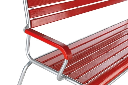 Schaffner Holzlattenbank Rigi mit Armlehne - Rot - Feuerverzinkt
