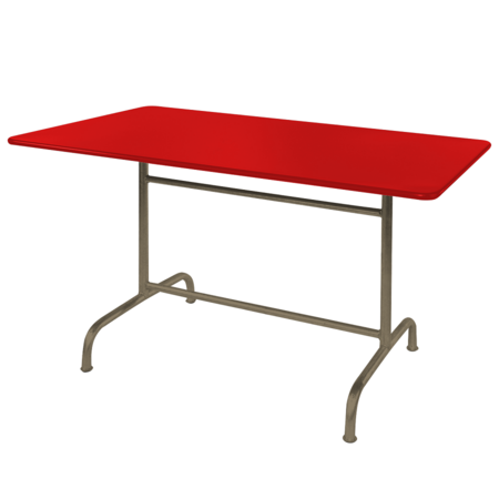 Schaffner Metalltisch Rigi 180x80 - Tischplatte Rot / Gestell Champagner