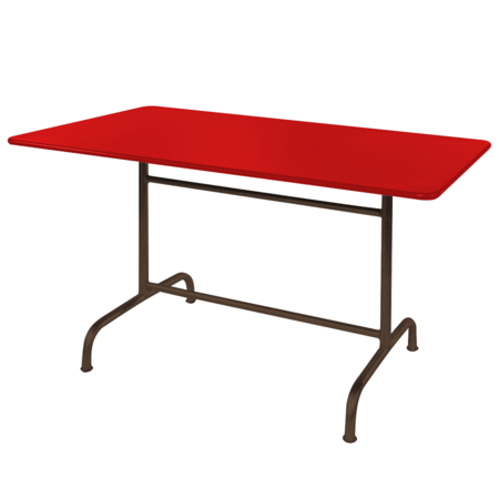 Schaffner Metalltisch Rigi 180x80 - Tischplatte Rot / Gestell Mokka