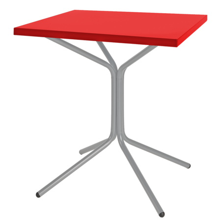 Schaffner Metall-Bistrotisch PIX 70/70 - Tischplatte Rot / Gestell Alusilber