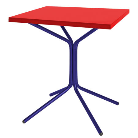 Schaffner Metall-Bistrotisch PIX 70/70 - Tischplatte Rot / Gestell Blau
