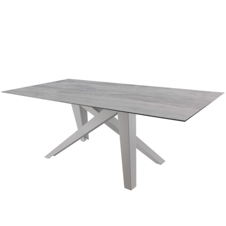 Schaffner Fiberglastisch Mythen 220x100 - Gestell Alusilber / Tischplatte Deko Stromboli hell