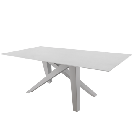 Schaffner Fiberglastisch Mythen 220x100 - Gestell Alusilber / Tischplatte Weiss