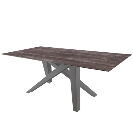 Schaffner Fiberglastisch Mythen 220x100 - Tischplatte Deko Stromboli dunkel / Gestell Graphit