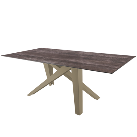 Schaffner Fiberglastisch Mythen 160x90 - Tischplatte Deko Stromboli dunkel / Gestell Champagner