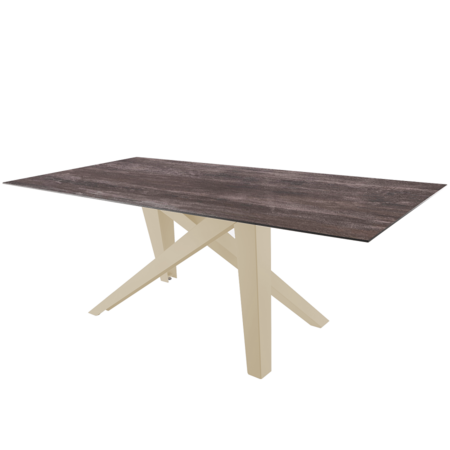 Schaffner Fiberglastisch Mythen 160x90 - Tischplatte Deko Stromboli dunkel / Gestell Pastellsand