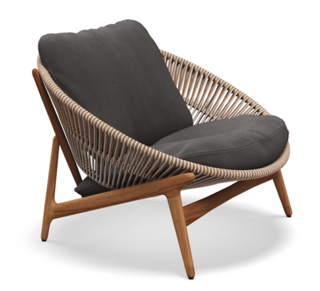 Gloster Bora LOUNGE CHAIR - Loungesessel-Natural Teak / Sorrel Wicker-Blend Coal