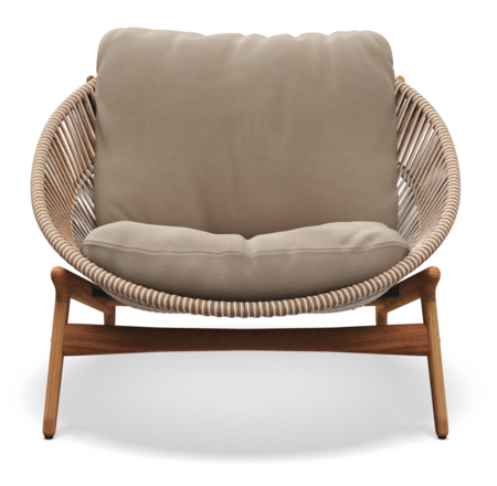 Gloster Bora LOUNGE CHAIR - Loungesessel-Natural Teak / Sorrel Wicker-Blend Sand